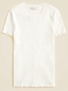 NWT J. Crew Ruffle-trim T-shirt TENCEL™ Short Sleeve Lyocell Blend Ivory